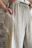 Rustic Nature Bubble Cotton Split Kick Pant Washed Oat
